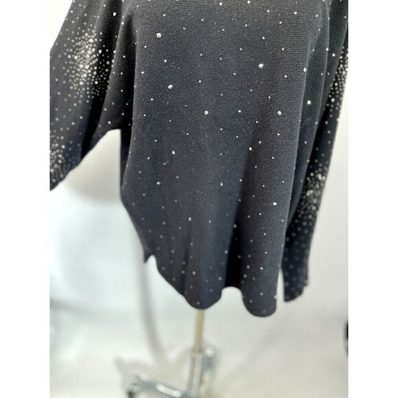 Milano By SioniSweater Size Large Black Rhinestones Long Sleeve NEW - Picture 5 of 11